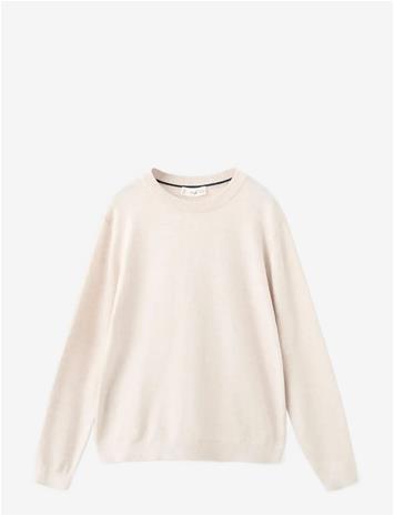 MANGO Knitted Cotton Sweater - LIGHT BEIGE - 128