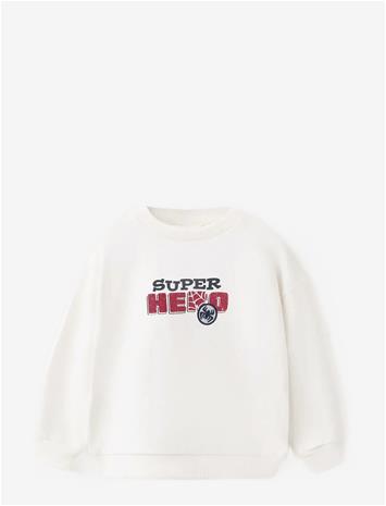 MANGO Spidey Cotton Sweatshirt - NATURAL WHITE - 86