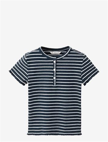 MANGO Striped Jersey T-Shirt - NAVY - 128
