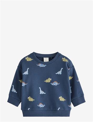 LINDEX Sweatshirt With Dinosaurs - DARK BLUE - 80