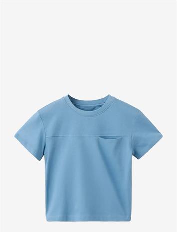 MANGO Basic Pocket T-Shirt - MEDIUM BLUE - 104