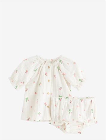 LINDEX Set - Blouse And Bloomers - LIGHT DUSTY WHITE - 80
