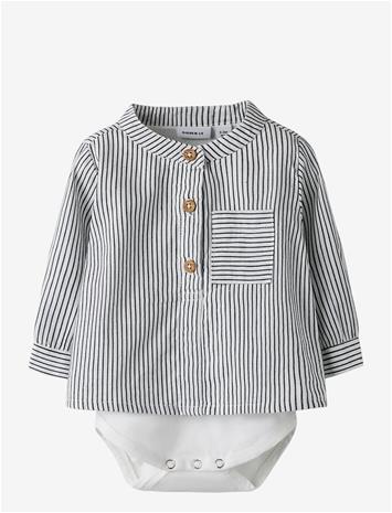 NAME IT Nbmfar Ls Shirtbody - CLOUD DANCER - 80