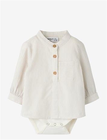 NAME IT Nbmfar Ls Shirtbody - CLOUD DANCER - 80