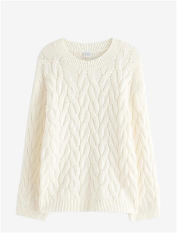 LINDEX Cable-Knit Jumper - OFF WHITE - 128
