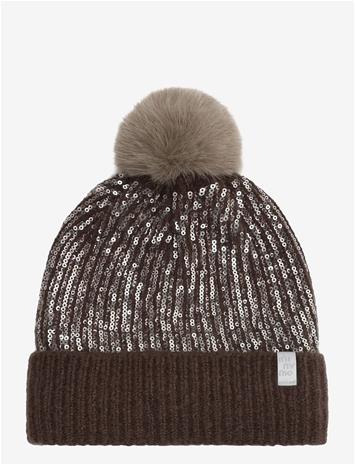 MINYMO Hat W. Sequins & Fixed Pom Pom - HUCKLEBERRY - 50