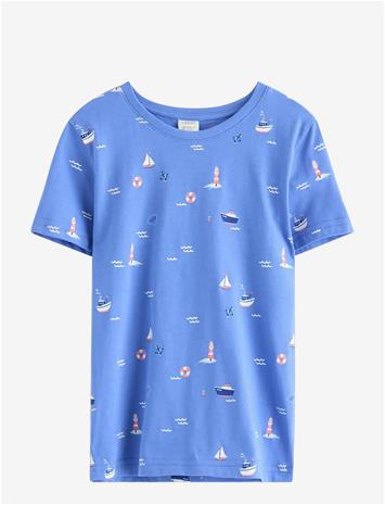 LINDEX Short-Sleeved Top - BLUE - 92