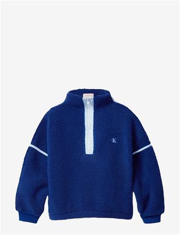 CALVIN KLEIN Teddy Half Zip Sweatshirt - BOLD BLUE - 140