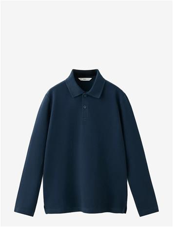 MANGO Long Sleeves Cotton Polo - NAVY - 152