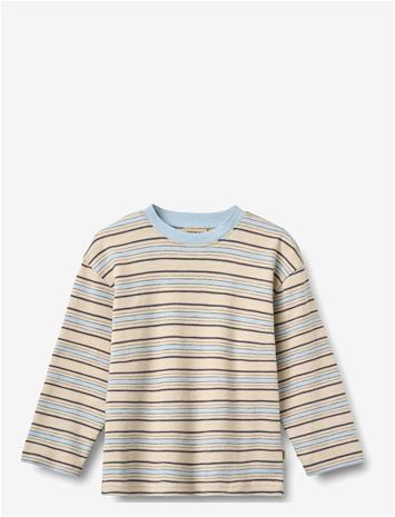WHEAT T-Shirt L/S Johan - MULTI BLUE STRIPE - 140