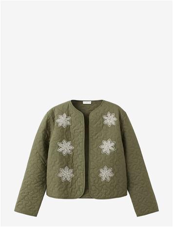 MANGO Embroidered Quilted Jacket - BEIGE - KHAKI - M – kuva 2/2