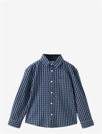 MANGO 100% Cotton Checked Shirt - NAVY - 98