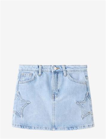 MANGO Denim Skirt With Stars - OPEN BLUE - 146