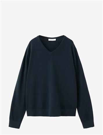 MANGO Fine-Knit V-Neck Sweater - NAVY - 152