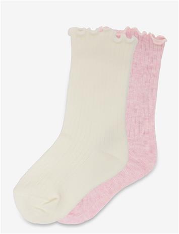 Mango 2 Pack Ribbed Socks - Pink - 3-4