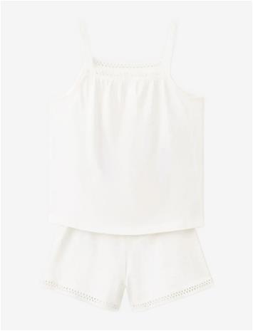 MANGO Short Pyjamas With Openwork Details - NATURAL WHITE - 116