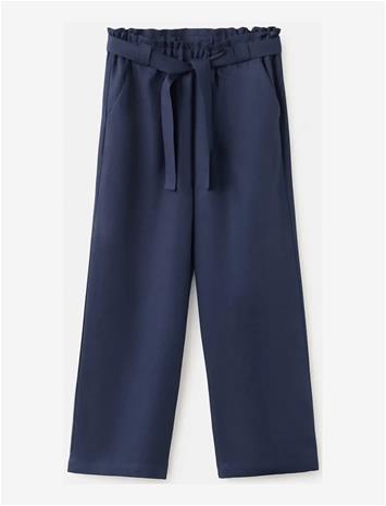 MANGO Lyocell Tie-Waist Trousers - NAVY - 152