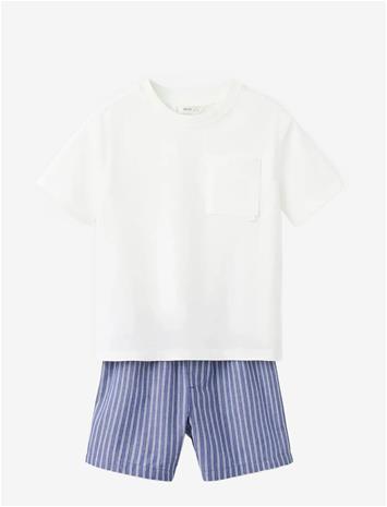 MANGO Striped Short Pyjamas - NATURAL WHITE - 98