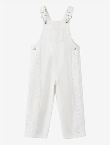 MANGO Embroidered Denim Dungarees - NATURAL WHITE - 104