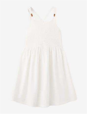 MANGO Gathered Panel Cotton Dress - NATURAL WHITE - 152
