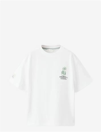 MANGO Printed Cotton-Blend T-Shirt - WHITE - 128 – kuva 3/4