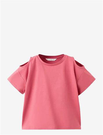 MANGO Off-The-Shoulder Cotton T-Shirt - MEDIUM RED - 152