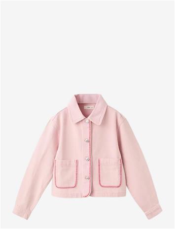 MANGO Denim Jacket With Embroidered Details - PINK - 146