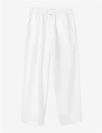 MANGO Cotton Linen-Blend Trousers - WHITE - 116