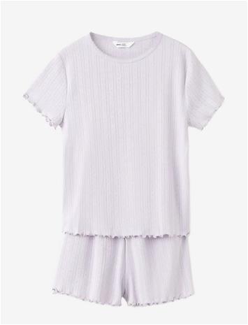 MANGO Short Ribbed Pyjama - LT-PASTEL PURPLE - 152