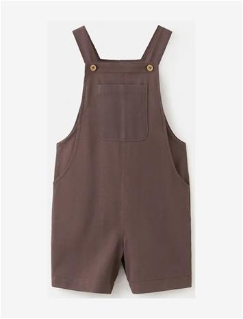 MANGO Short Cotton Dungarees - BROWN - 92
