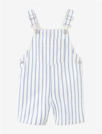 MANGO Denim Dungarees Stripes - NATURAL WHITE - 98