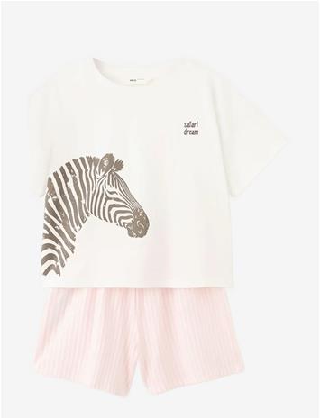 MANGO Striped Short Pyjamas - NATURAL WHITE - 140