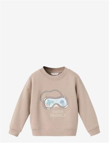 MANGO Printed Cotton Sweatshirt - MEDIUM BROWN - 98