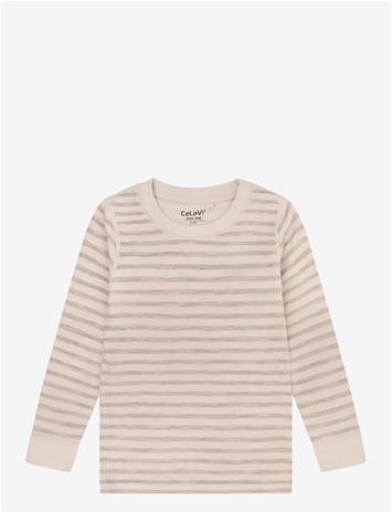 CELAVI Blouse Ls - Yd Stripe - MOCHA MERINGUE - 110