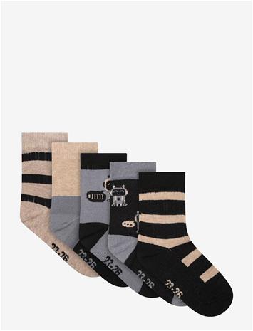MINYMO Socks W. Pattern (5-Pack) - BLAU GRAY - 19\22