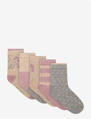 MINYMO Socks W. Pattern (5-Pack) - ELDERBERRY - 31\34