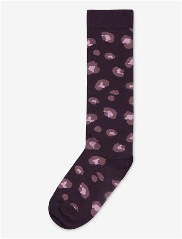 MELTON Leopard Knee Socks - DARK PURPLE - 35/39