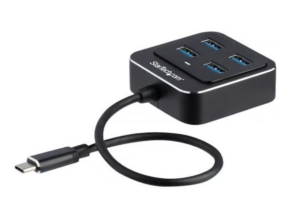 StarTech.com 4-Port USB C Hub - USB-C to 4x USB-A Ports - SuperSpeed 10Gbps USB 3.2 Gen 2 Type-C Hub - USB Bus Powered - Portable/Compact USB-C to USB Adapter Hub for Laptop - Aluminum