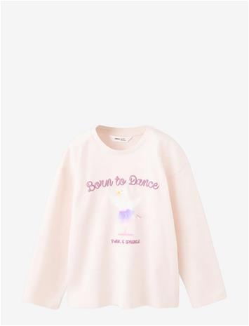 MANGO Printed Cotton-Blend T-Shirt - PINK - 110