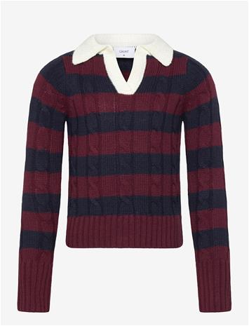 GRUNT Grbertage Ls Stripe Knit - NAVY-RED - S/10Y