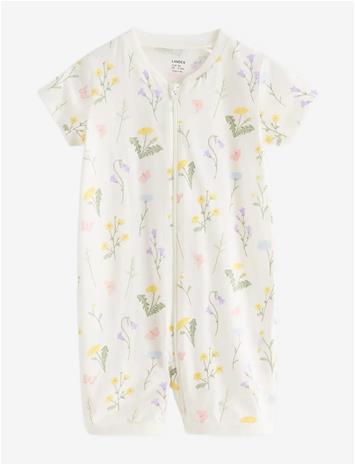 LINDEX Pyjama Romper - LIGHT DUSTY WHITE - 68