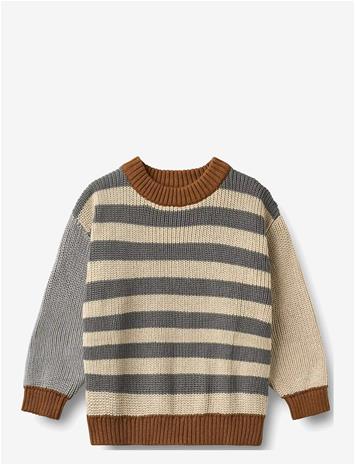 WHEAT Knit Jumper L/S Rasmus - FLINT STRIPE - 152
