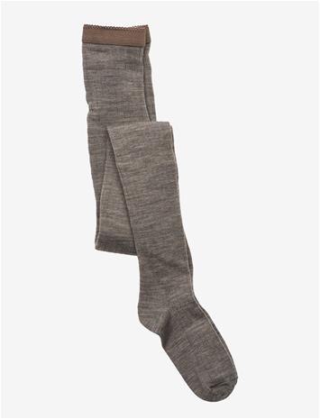 MP DENMARK Wool Rib Tights - LIGHT BROWN MELANGE - 50