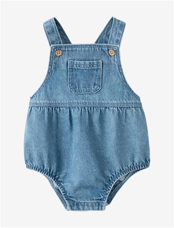 MANGO Denim Cotton Romper - OPEN BLUE - 86