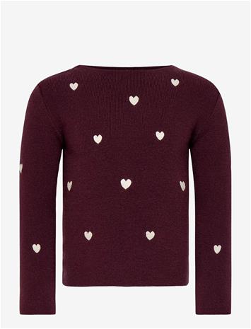 KIDS ONLY Kmghearts L/S Pullover Knt - WINETASTING - 104