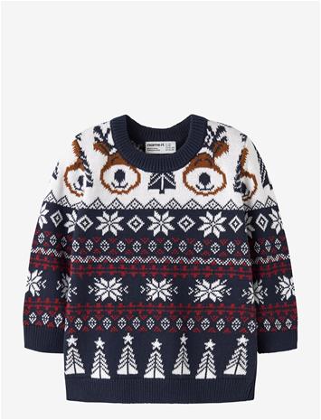 NAME IT Nmnrismas Ls Knit Cot - NAVY BLAZER - 92 – kuva 2/2