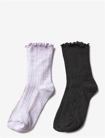MANGO 2 Pack Ribbed Socks - LT-PASTEL PURPLE - 31-34