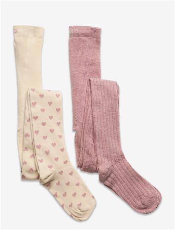 MINYMO Stockings W. Pattern (2-Pack) - LIGHT ROSE - 128\134