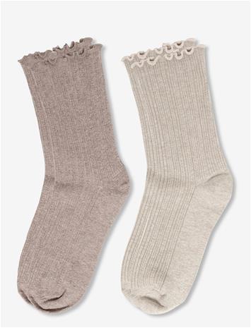 MANGO 2 Pack Ribbed Socks - MEDIUM BROWN - 31-34