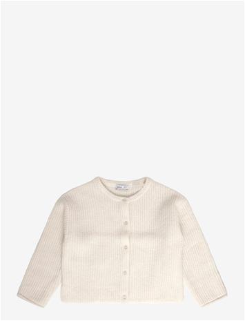 MANGO Ribbed Knitted Cardigan - LIGHT BEIGE - 86